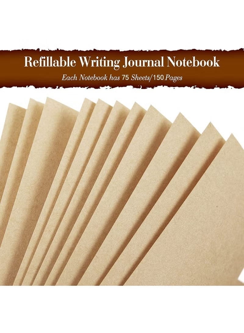 Vintage Leather Notebook, Retro Writing Journal Diary Pu Leather Cover, Leaf Pattern Spiral Blank String Daily Notepad, Art Sketchbook, Retro Pendants, Classic Embossed, Loose Leaf (Brown) - Image 3